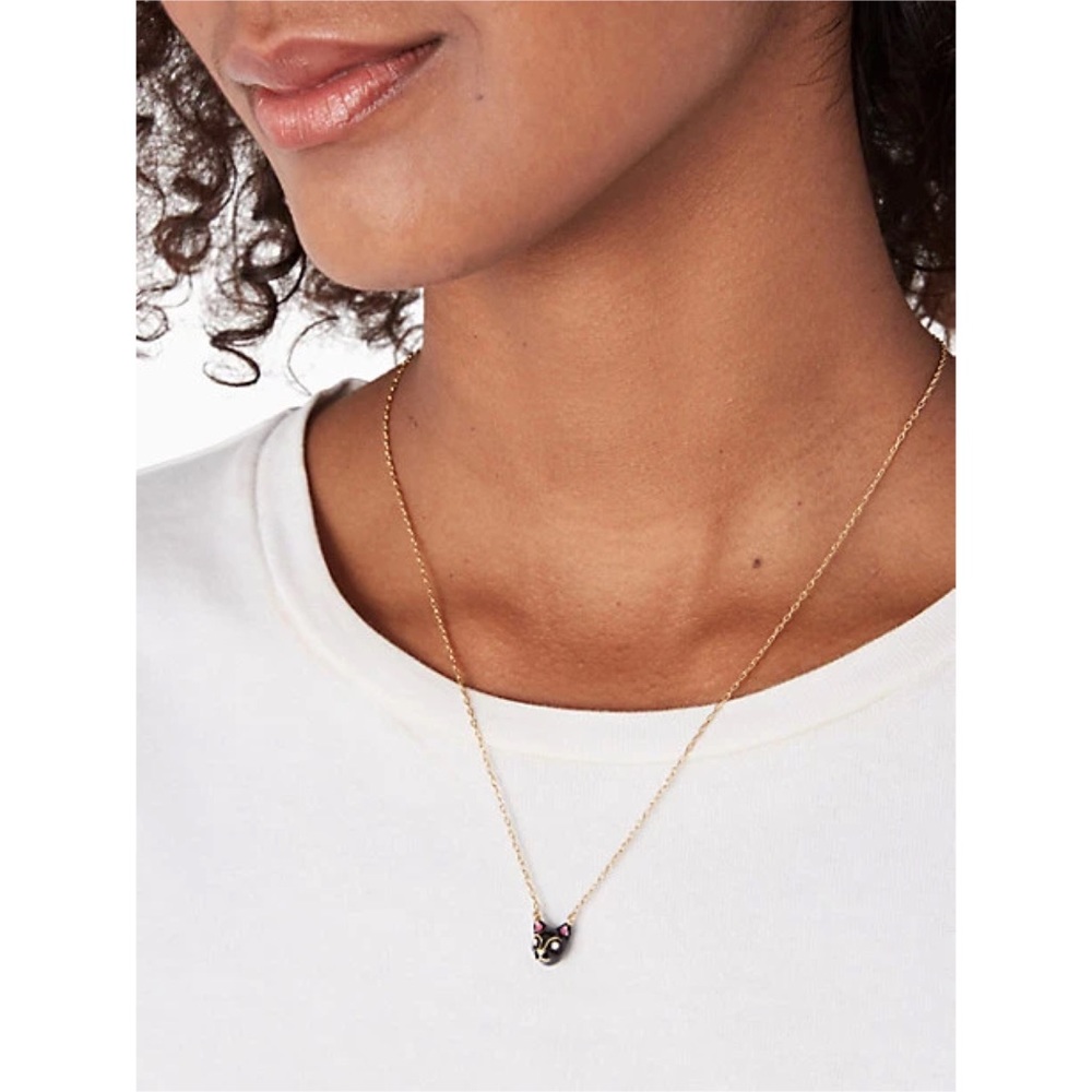 KATE SPADE • Black House Cat Mini Pendant Necklace - Picture 2 of 4